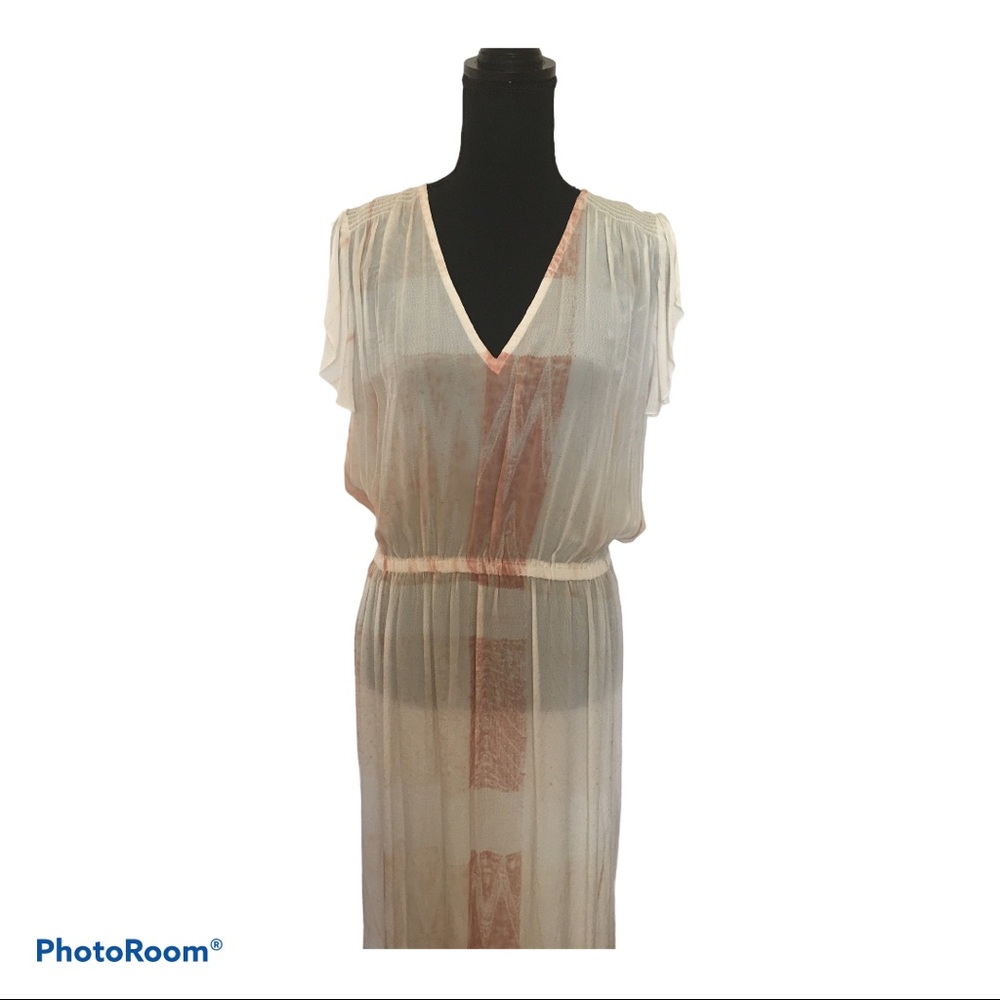 Frye Anthropologie Shibori Beige Dress Size L